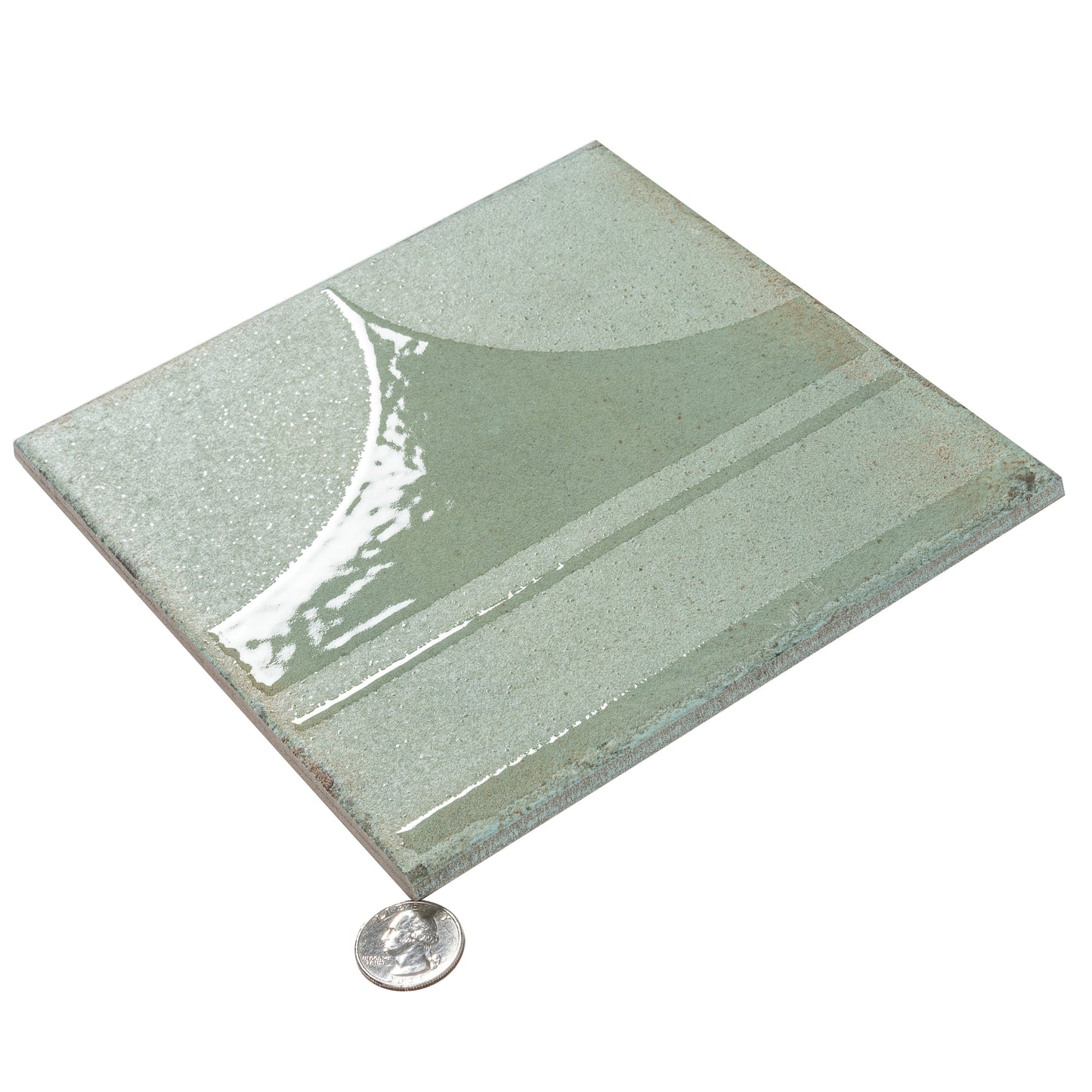Muted Sage Green 8x8 Matte, Glossy Porcelain Square Motif Tile - Sample