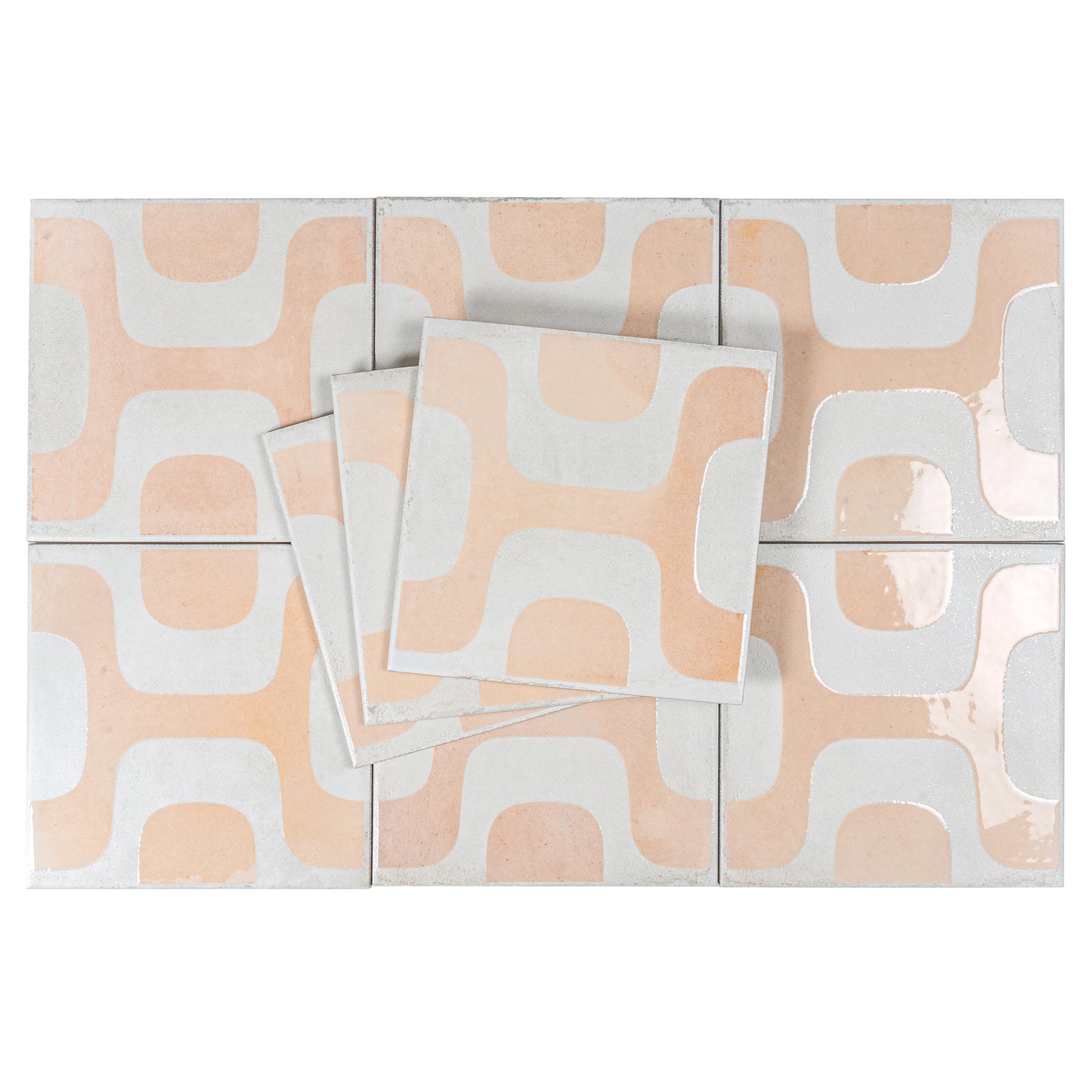 White Terracotta 8x8 Matte, Glossy Porcelain Square Motif Tile