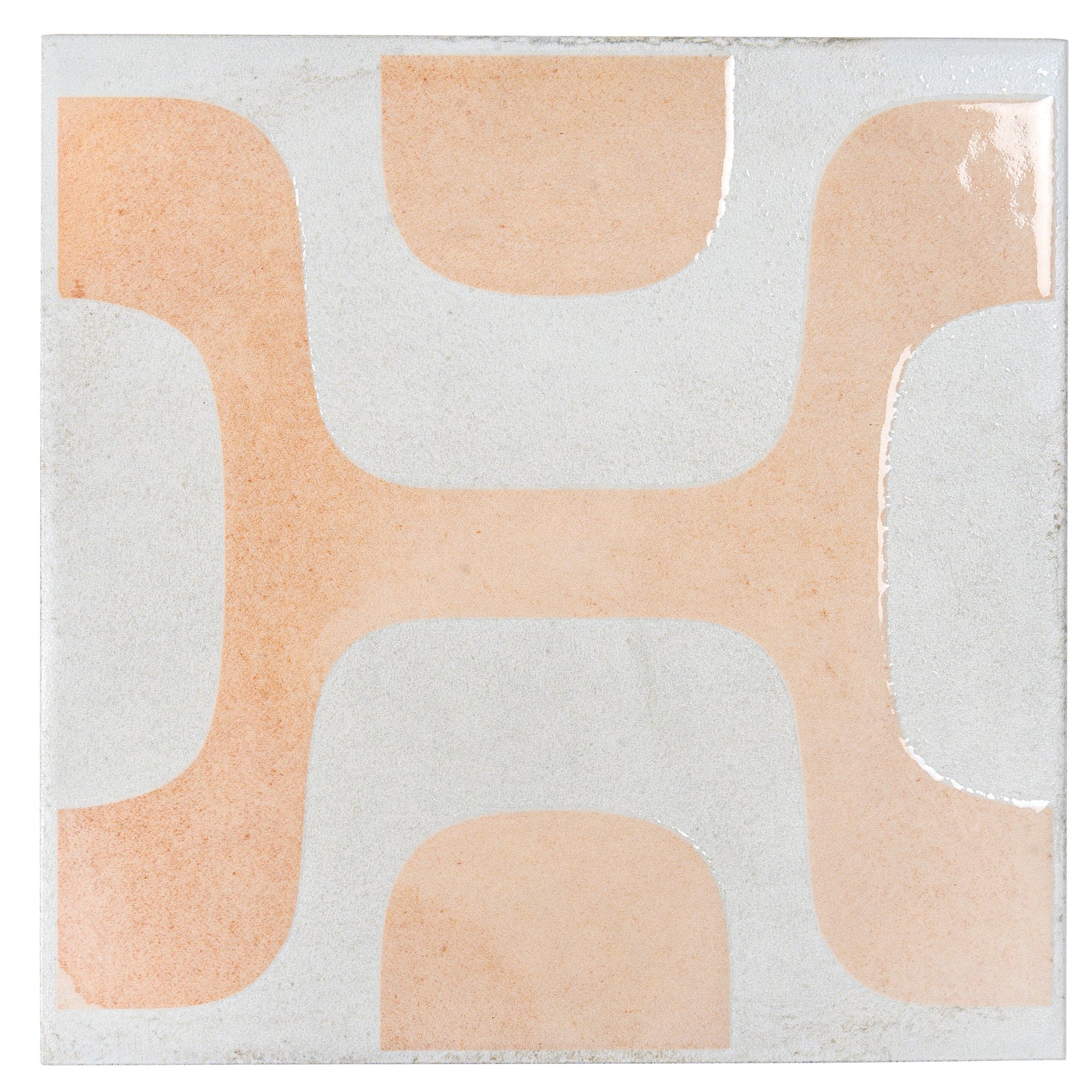 White Terracotta 8x8 Matte, Glossy Porcelain Square Motif Tile - Sample