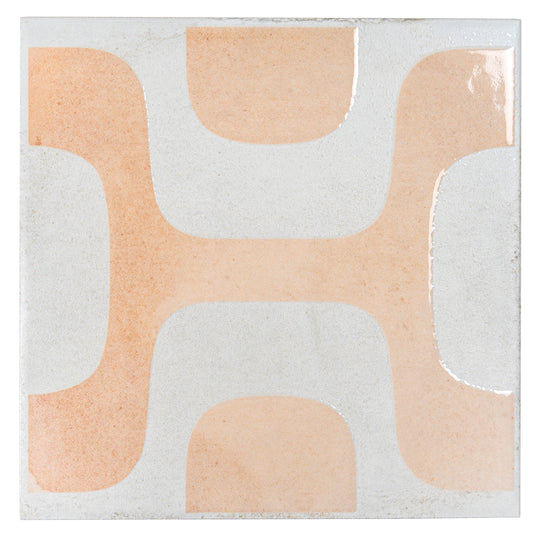 White Terracotta 8x8 Matte, Glossy Porcelain Square Motif Tile - Sample