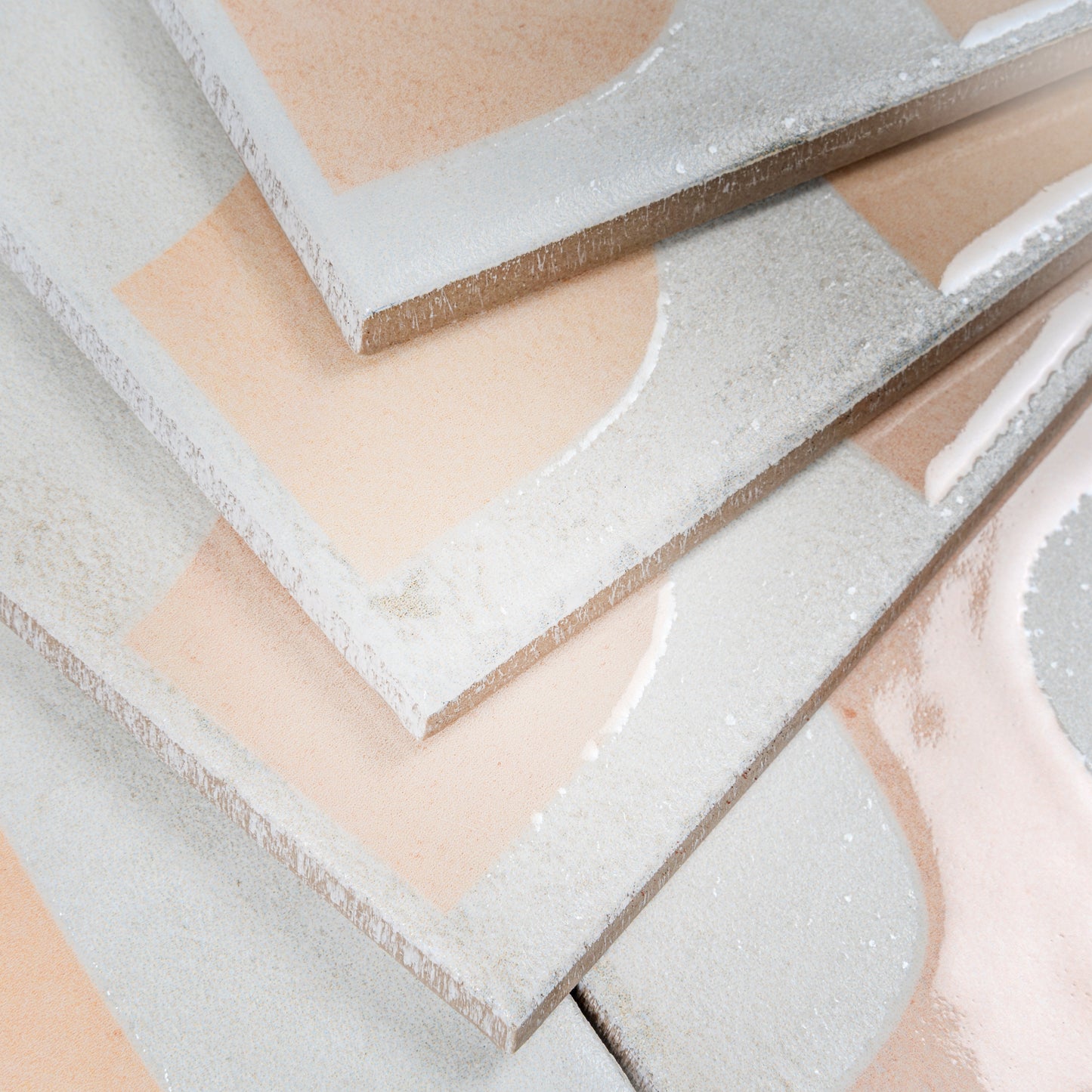 White Terracotta 8x8 Matte, Glossy Porcelain Square Motif Tile - Sample