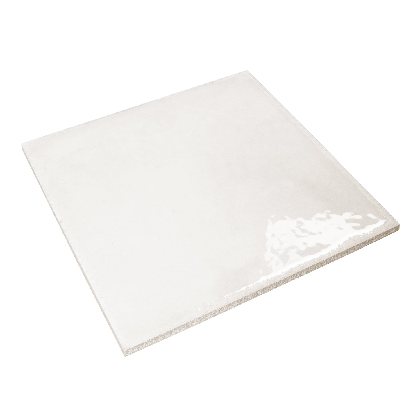 Cloud White 8x8 Glossy Porcelain Zellige Square Subway Tile - Sample