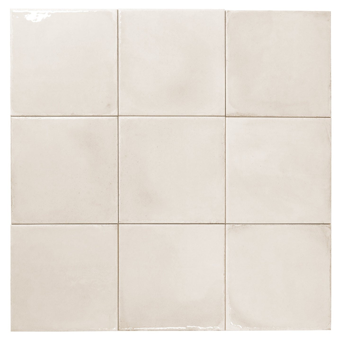 Warm Ivory 8x8 Glossy Porcelain Zellige Square Subway Tile
