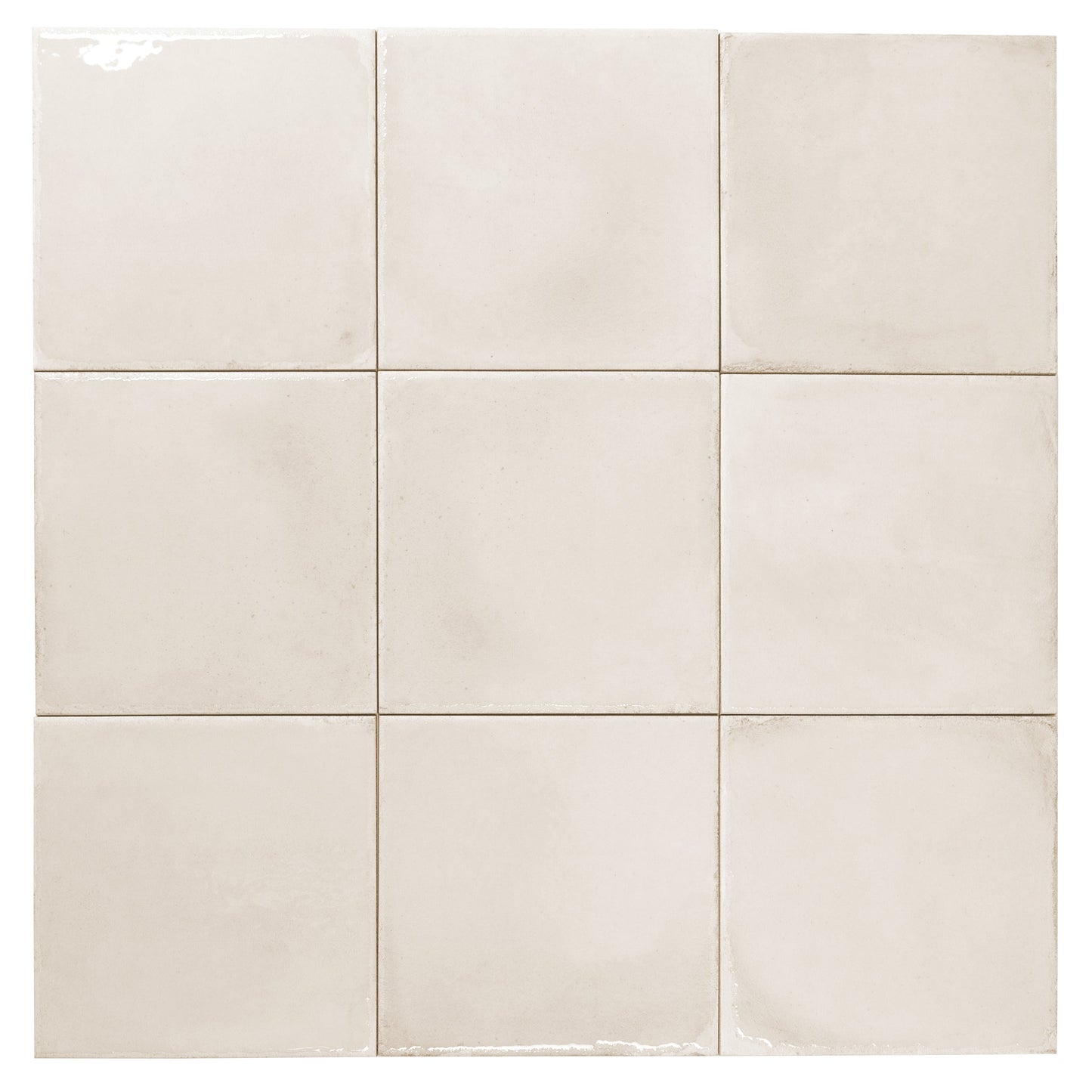 Warm Ivory 8x8 Glossy Porcelain Zellige Square Subway Tile - Sample