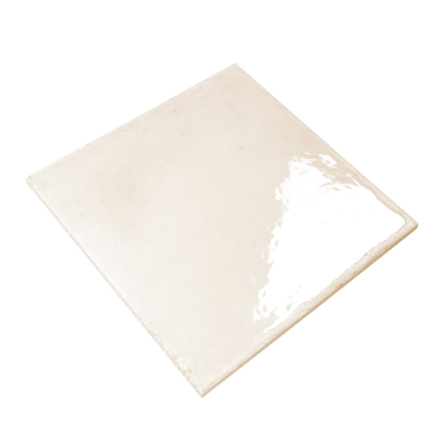 Warm Ivory 8x8 Glossy Porcelain Zellige Square Subway Tile