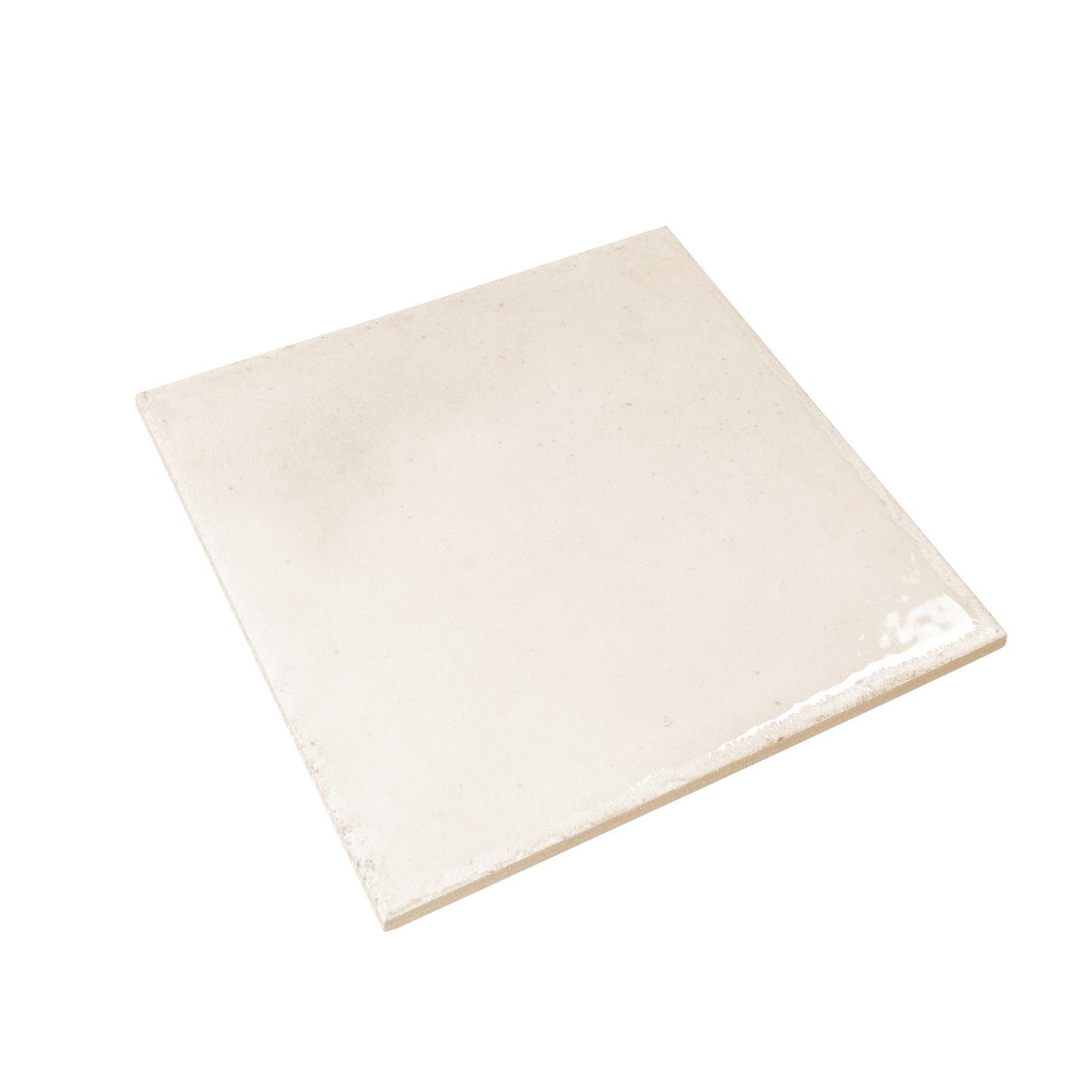 Warm Ivory 8x8 Glossy Porcelain Zellige Square Subway Tile - Sample