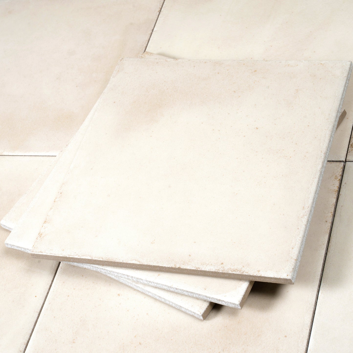 Warm Ivory 8x8 Glossy Porcelain Zellige Square Subway Tile - Sample