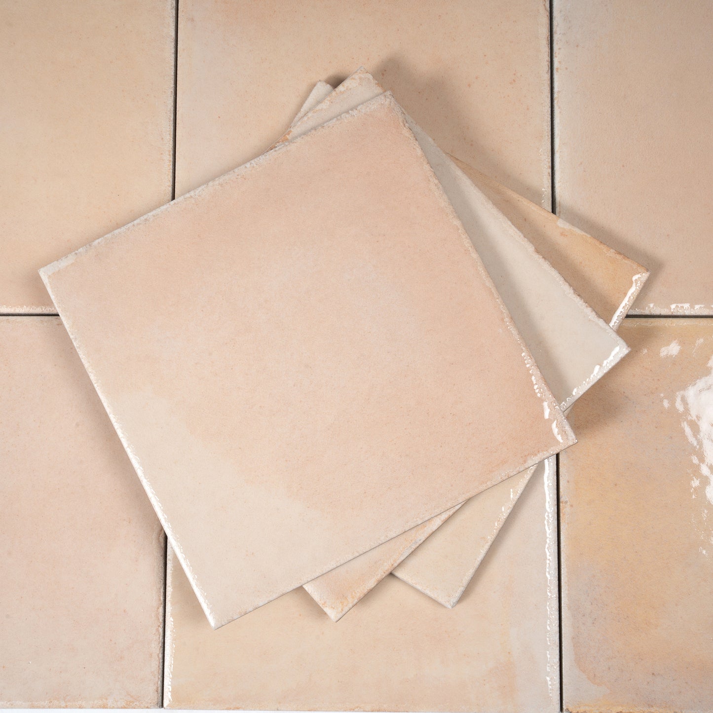Faded Terracotta 8x8 Glossy Porcelain Zellige Square Subway Tile - Sample