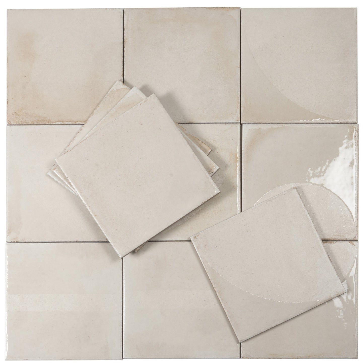 Warm Ivory 8x8 Matte, Glossy Porcelain Square Motif Tile - Sample