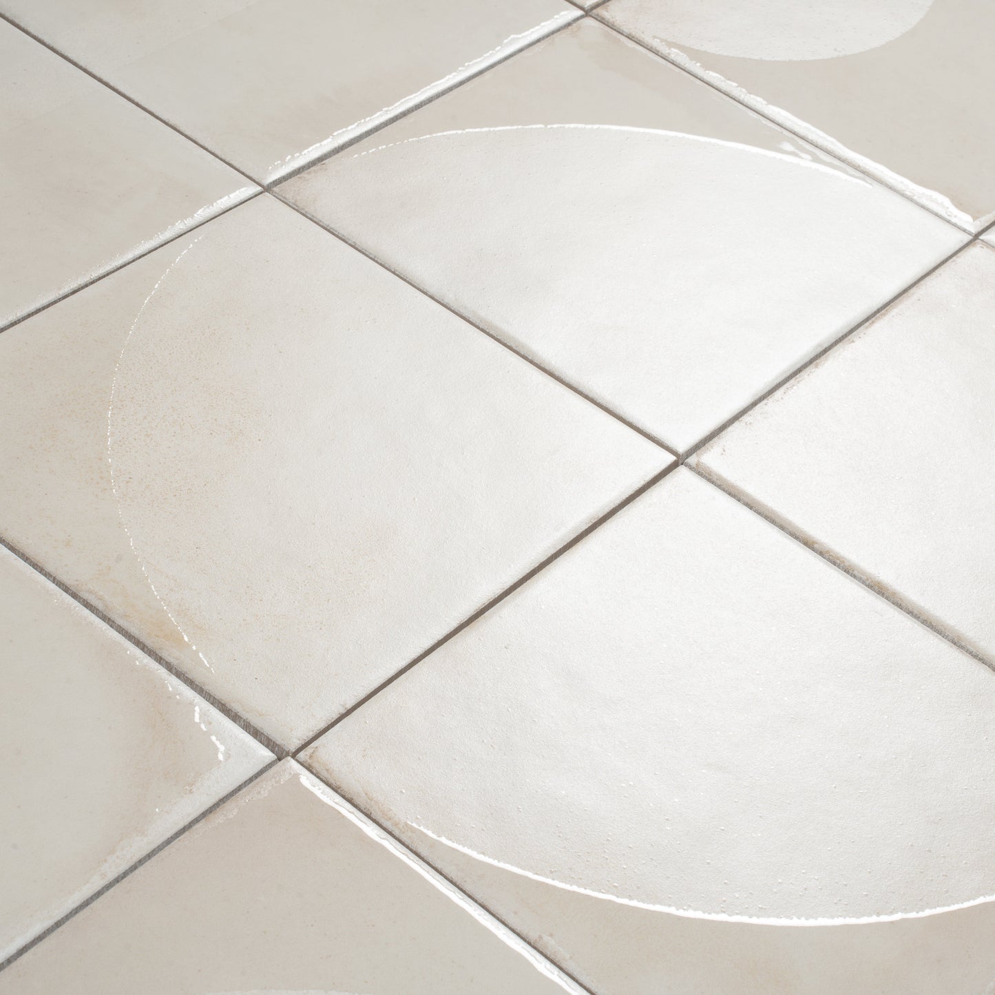 Warm Ivory 8x8 Matte, Glossy Porcelain Square Motif Tile - Sample