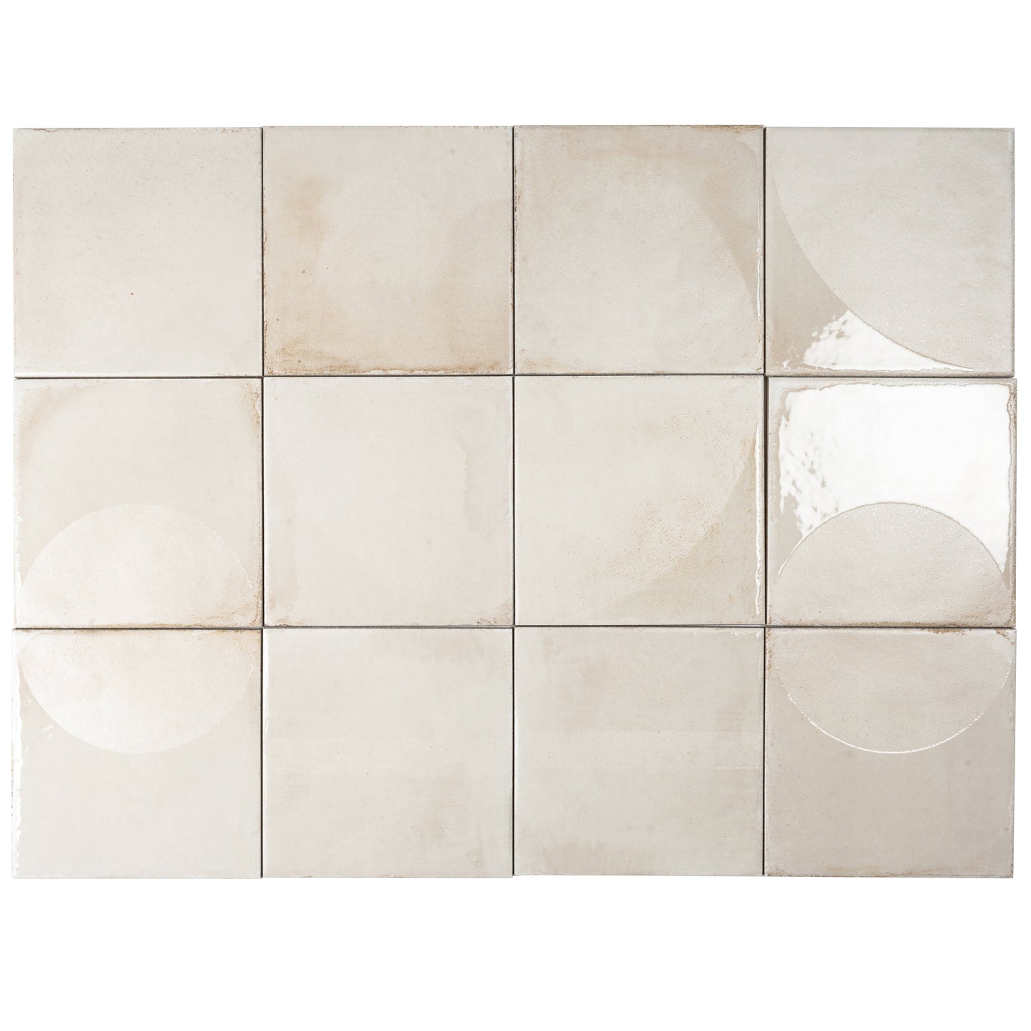 Warm Ivory 8x8 Matte, Glossy Porcelain Square Motif Tile - Sample