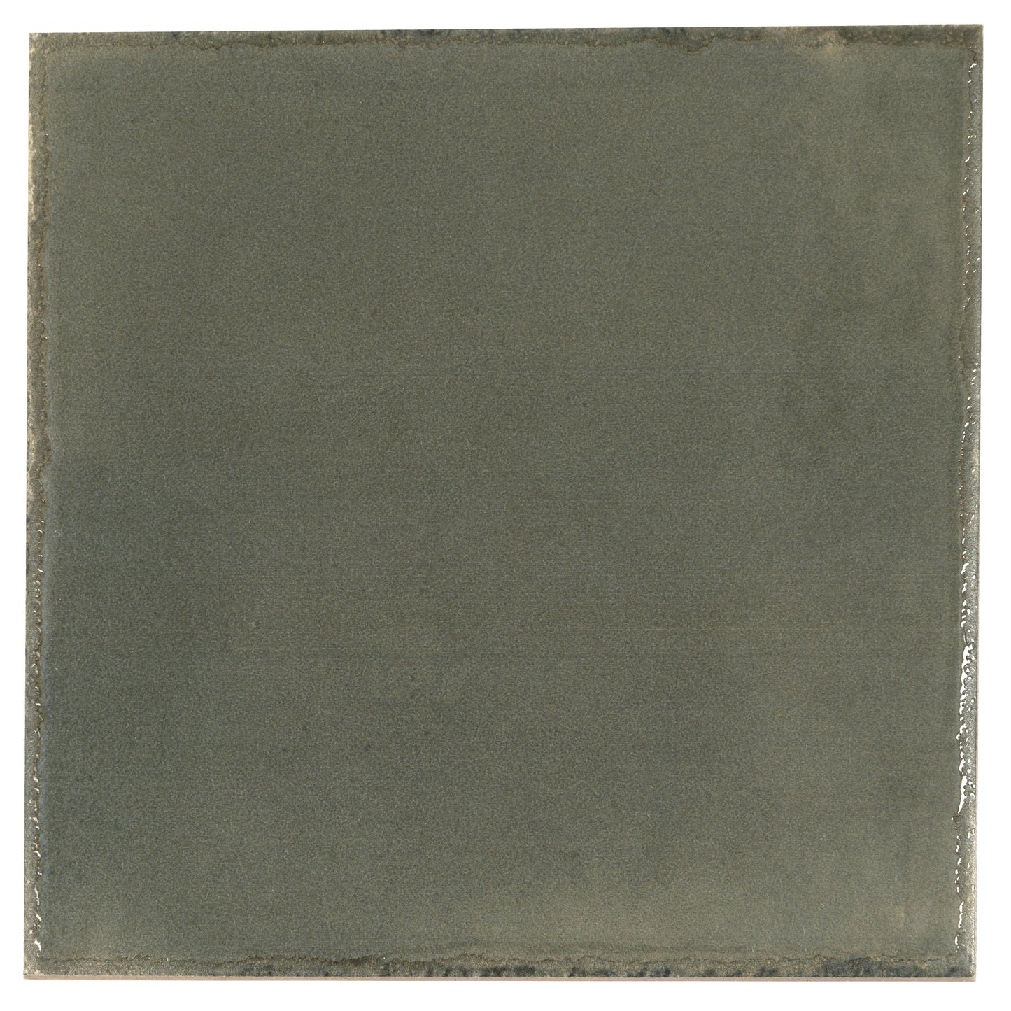 Dark Moss Green 8x8 Glossy Porcelain Zellige Square Subway Tile - Sample