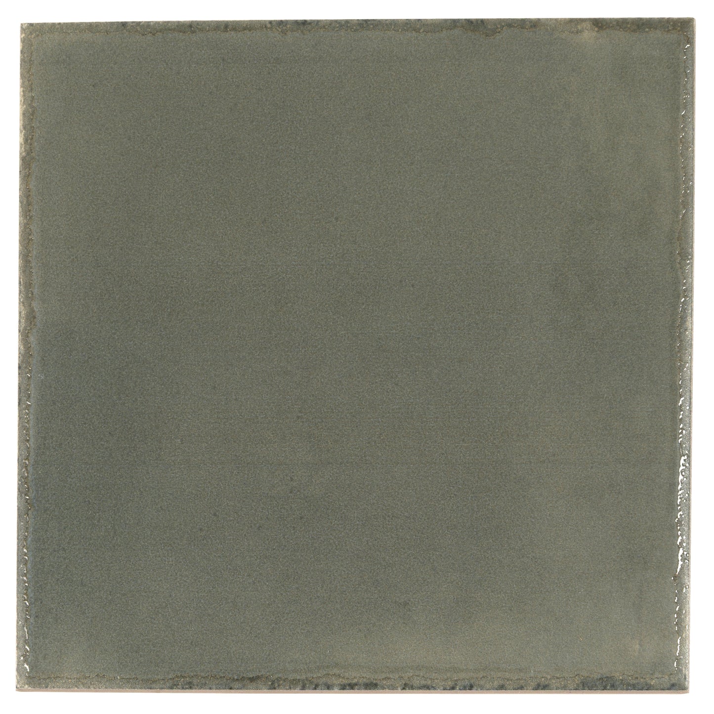 Dark Moss Green 8x8 Glossy Porcelain Zellige Square Subway Tile - Sample