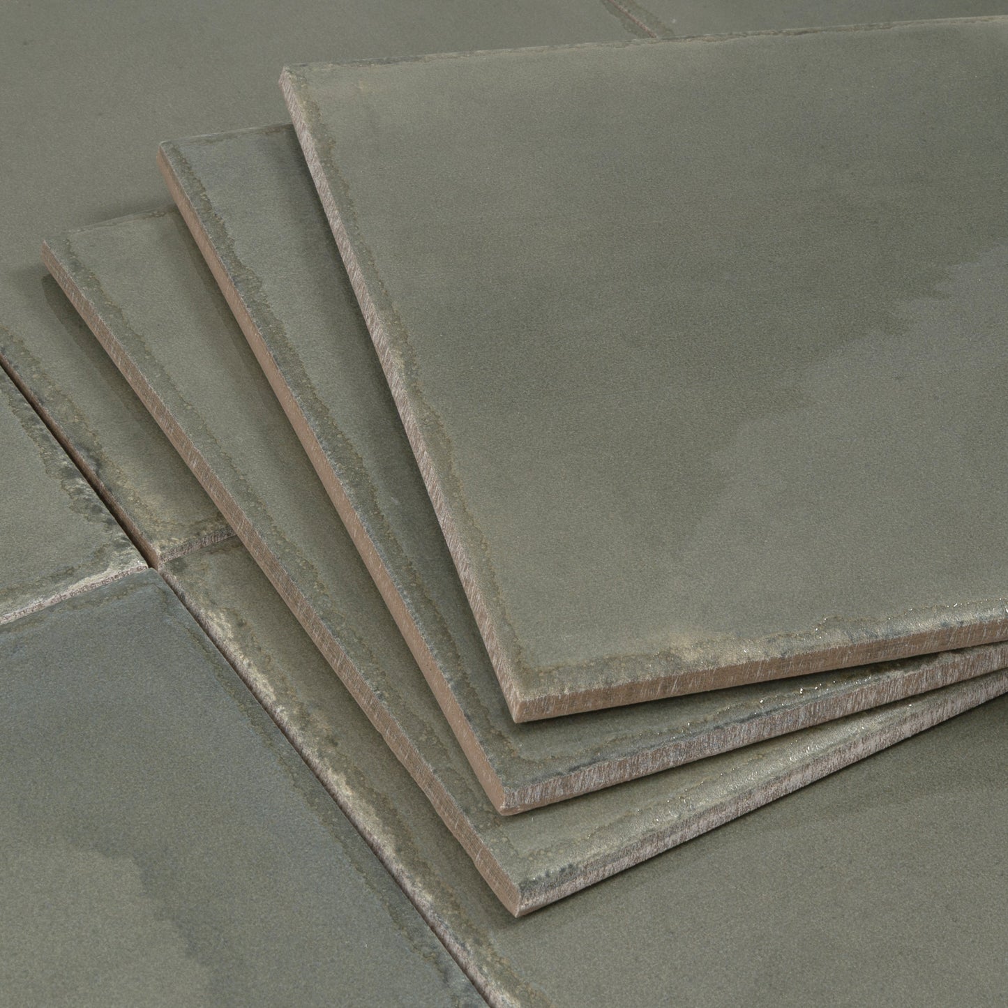 Dark Moss Green 8x8 Glossy Porcelain Zellige Square Subway Tile - Sample