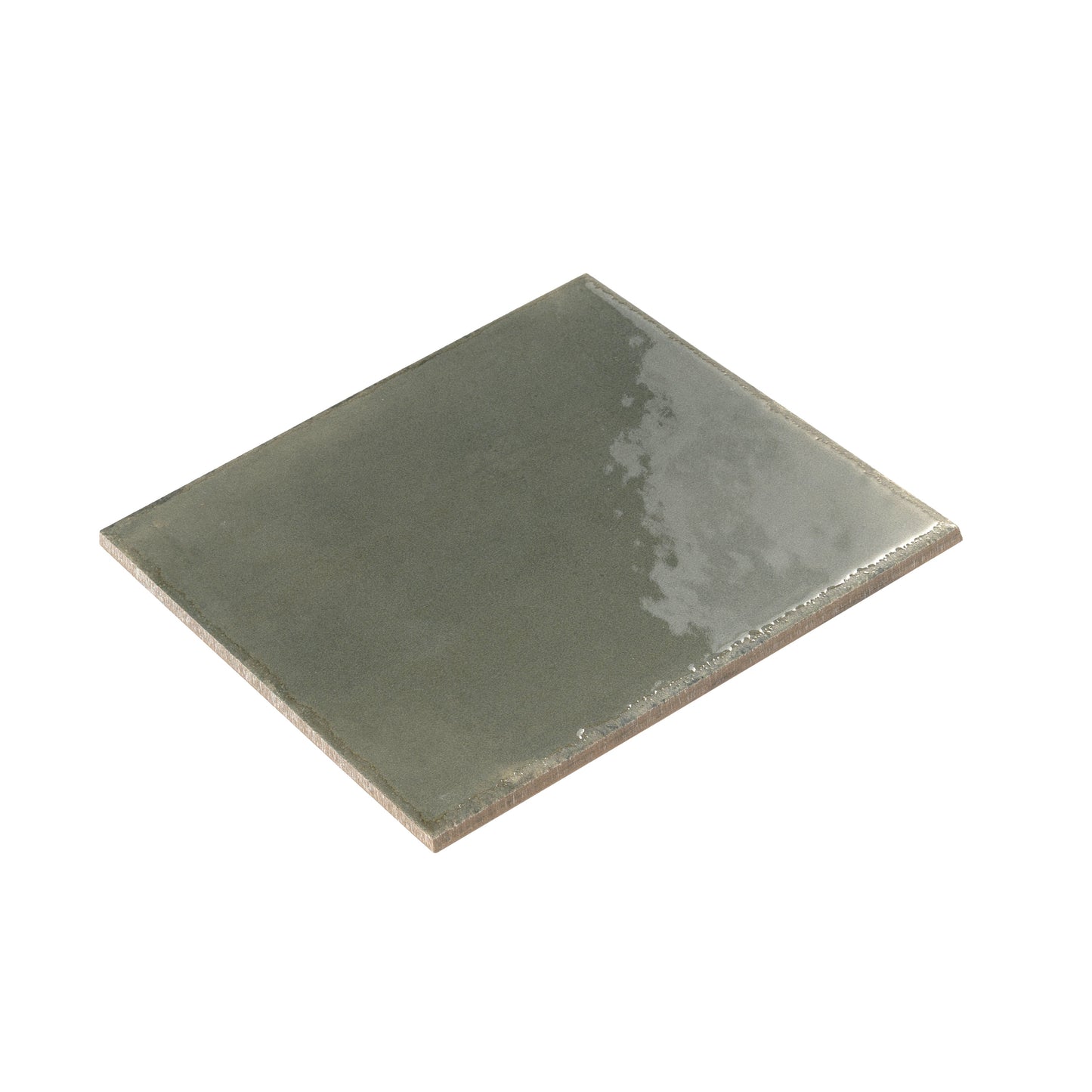 Dark Moss Green 8x8 Glossy Porcelain Zellige Square Subway Tile - Sample