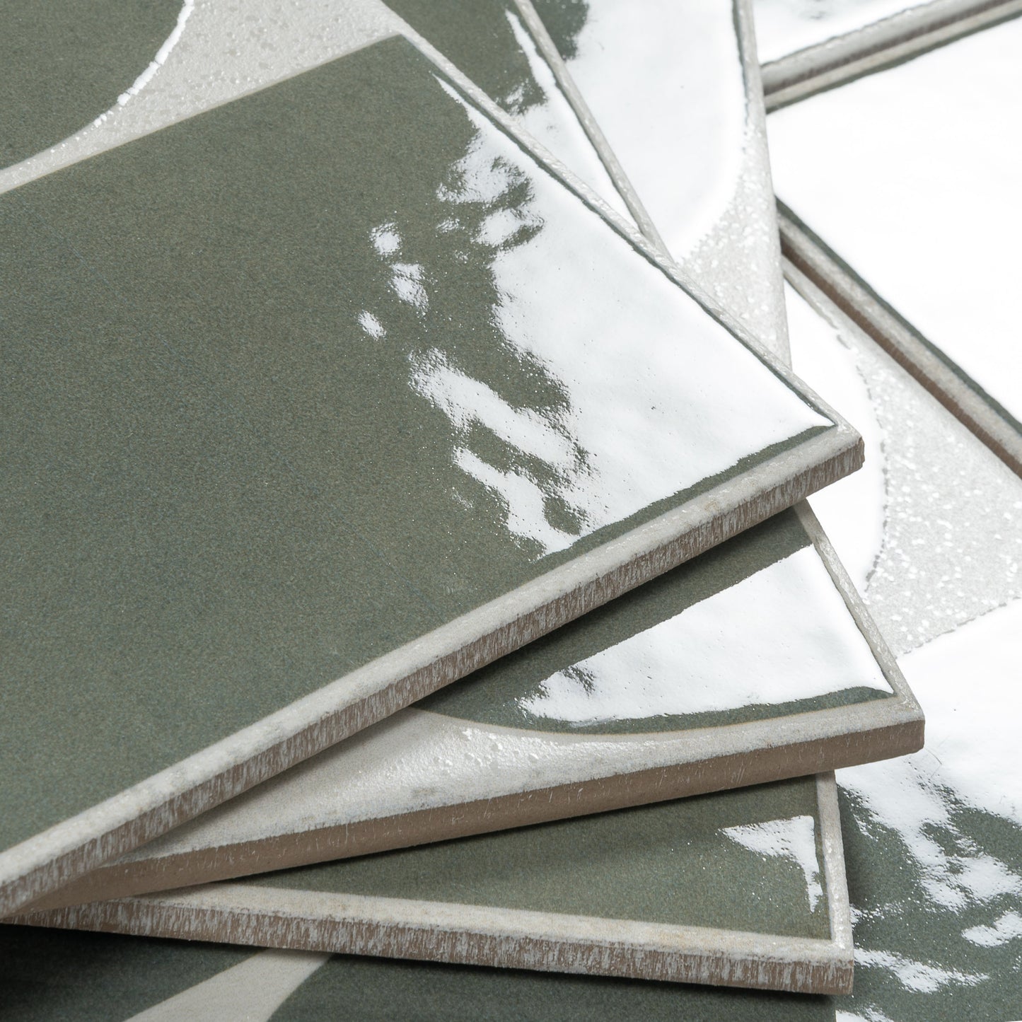 Sage Green Gray 8x8 Matte, Glossy Porcelain Square Motif Tile