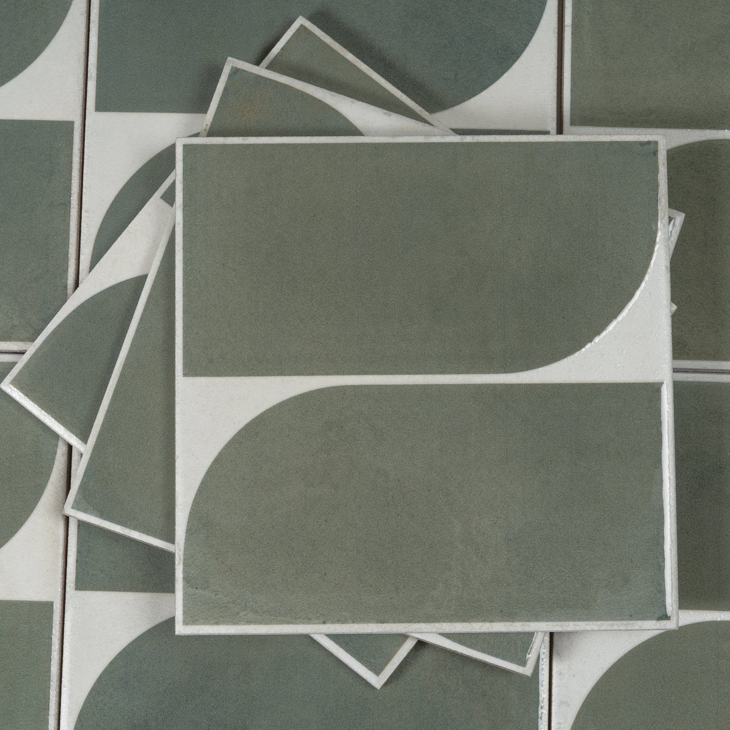 Sage Green Gray 8x8 Matte, Glossy Porcelain Square Motif Tile