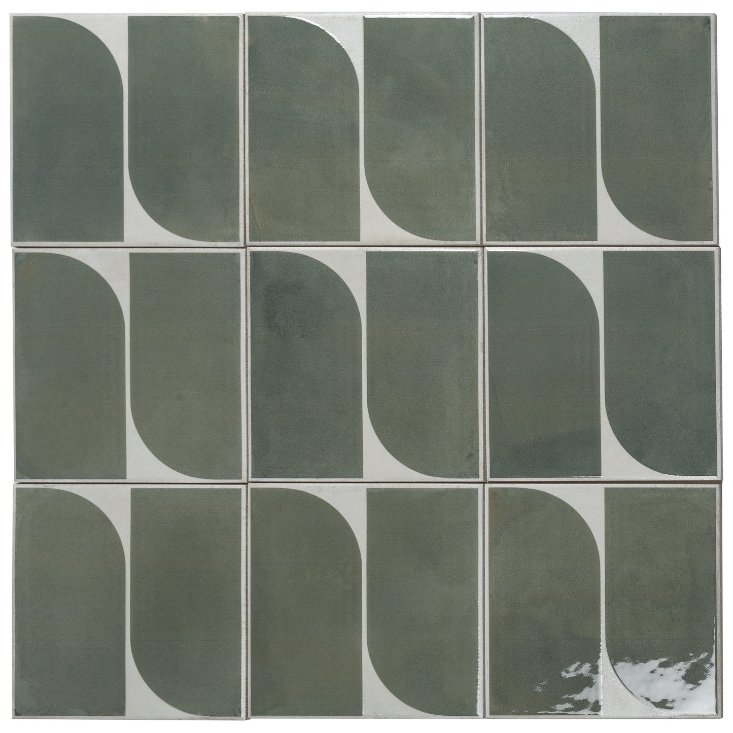 Sage Green Gray 8x8 Matte, Glossy Porcelain Square Motif Tile