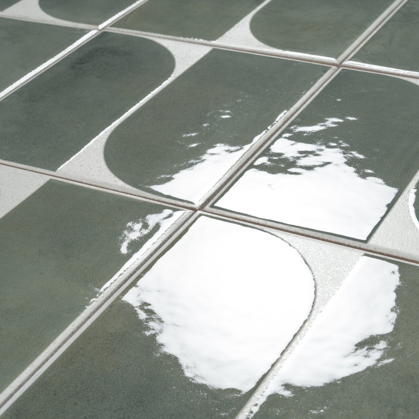 Sage Green Gray 8x8 Matte, Glossy Porcelain Square Motif Tile