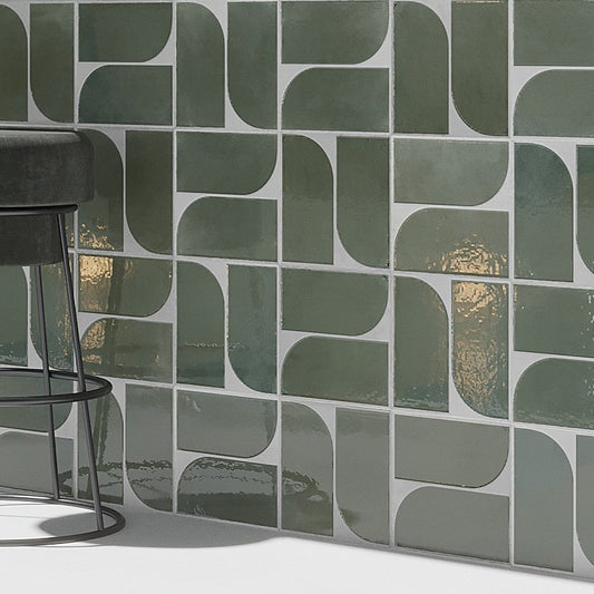 Sage Green Gray 8x8 Matte, Glossy Porcelain Square Motif Tile
