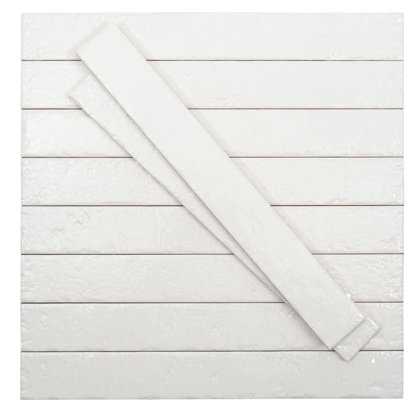 Soft White 2x16 Glossy Ceramic Zellige Subway Tile - Sample