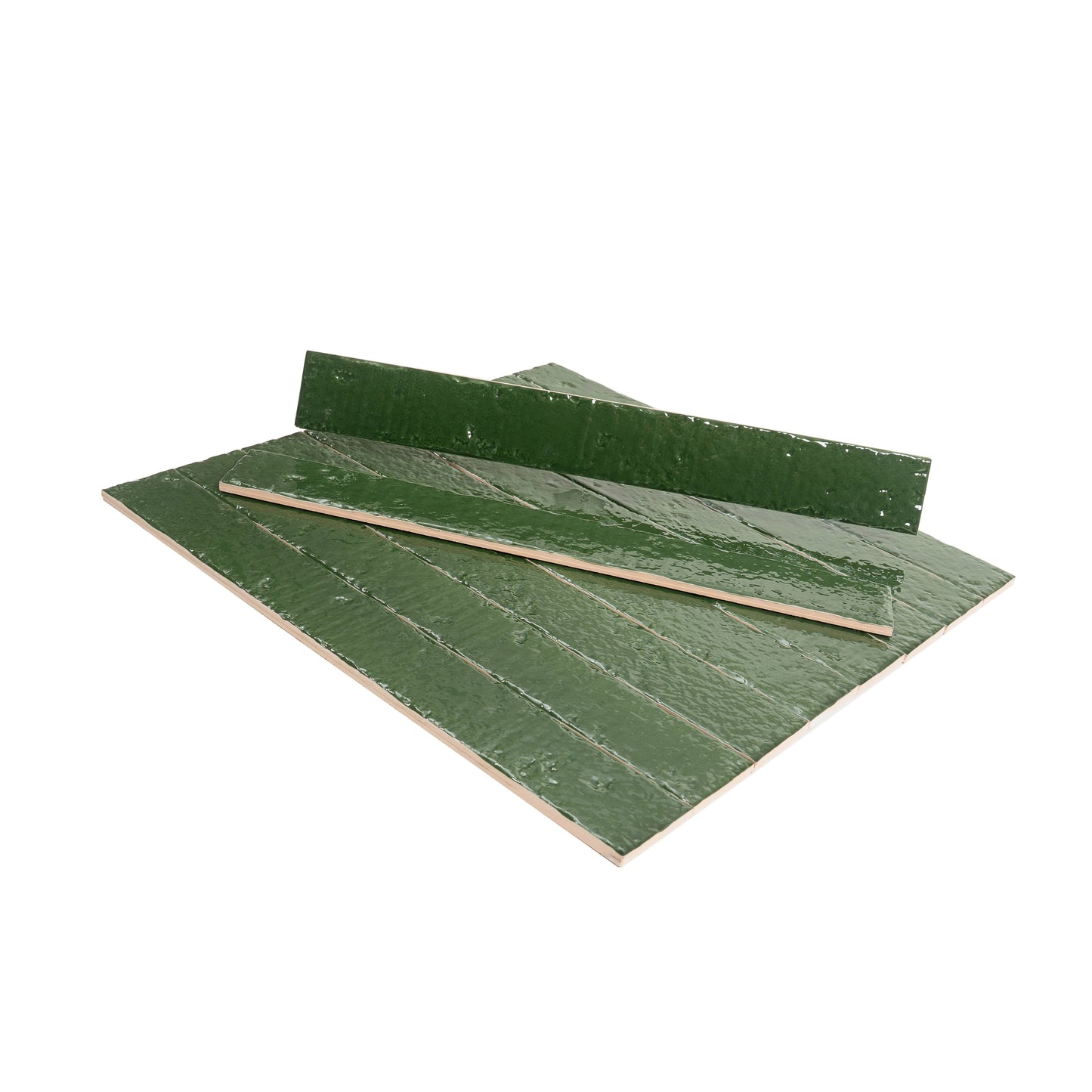 Tropical Green 2x16 Glossy Ceramic Zellige Subway Tile - Sample
