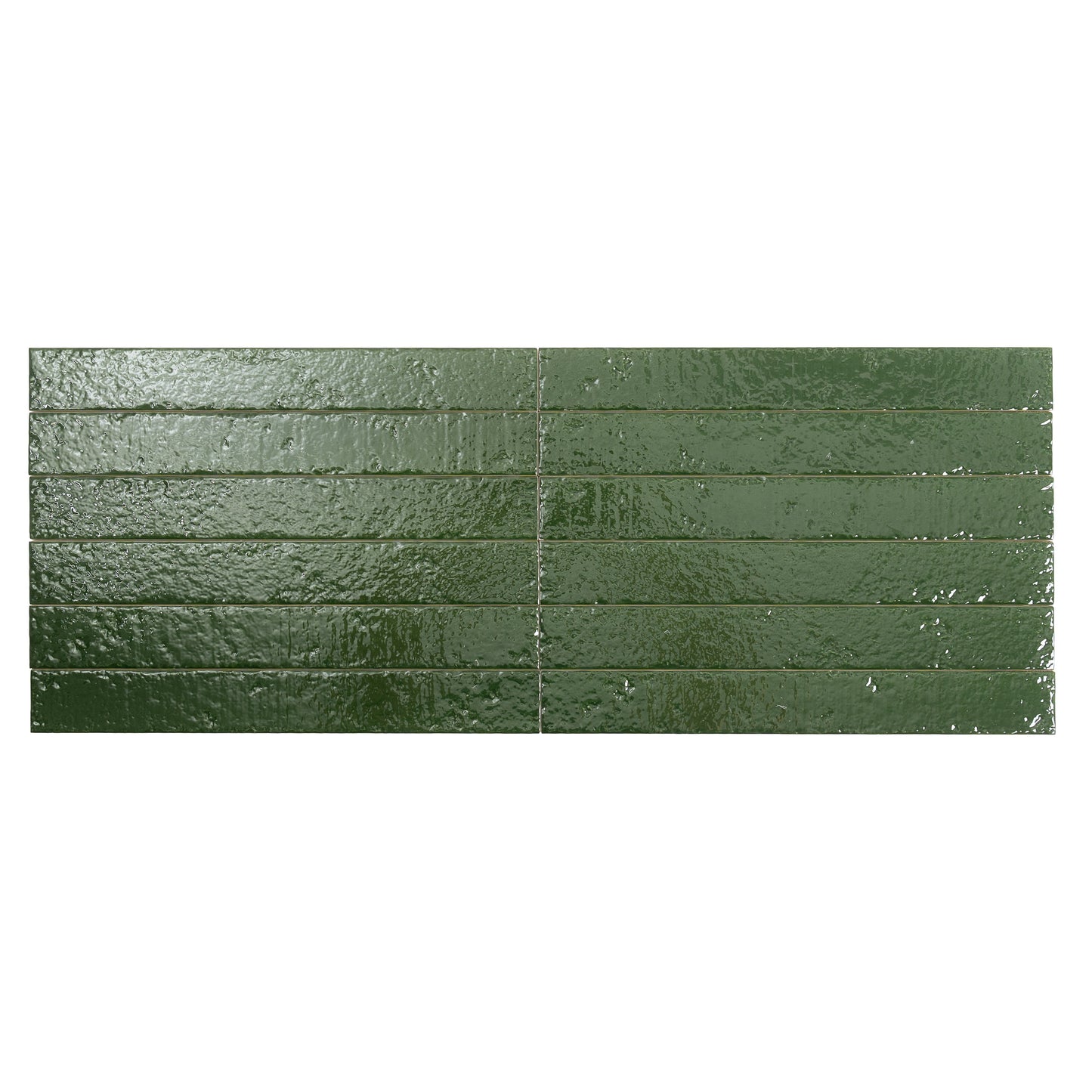 Tropical Green 2x16 Glossy Ceramic Zellige Subway Tile - Sample