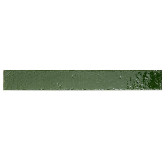 Tropical Green 2x16 Glossy Ceramic Zellige Subway Tile - Sample