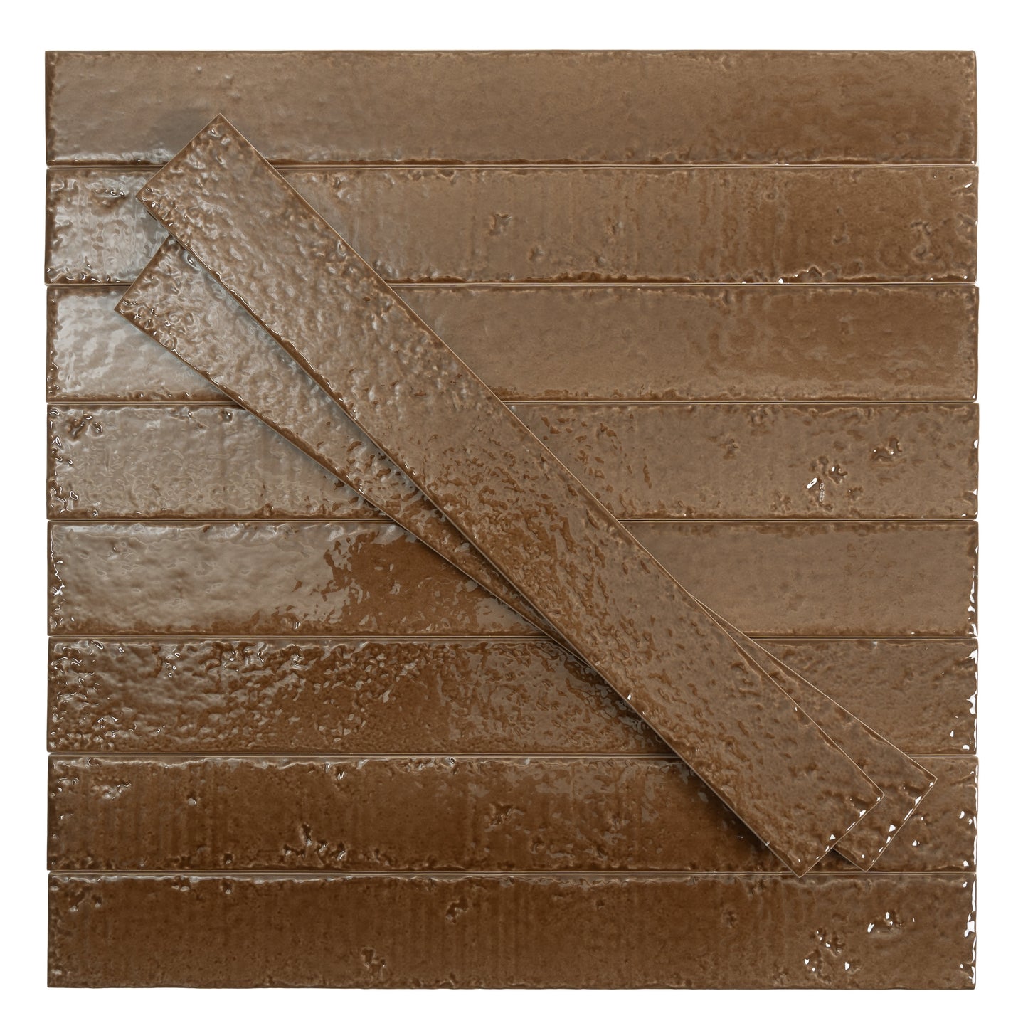Terra Mocha 2x16 Glossy Ceramic Zellige Subway Tile