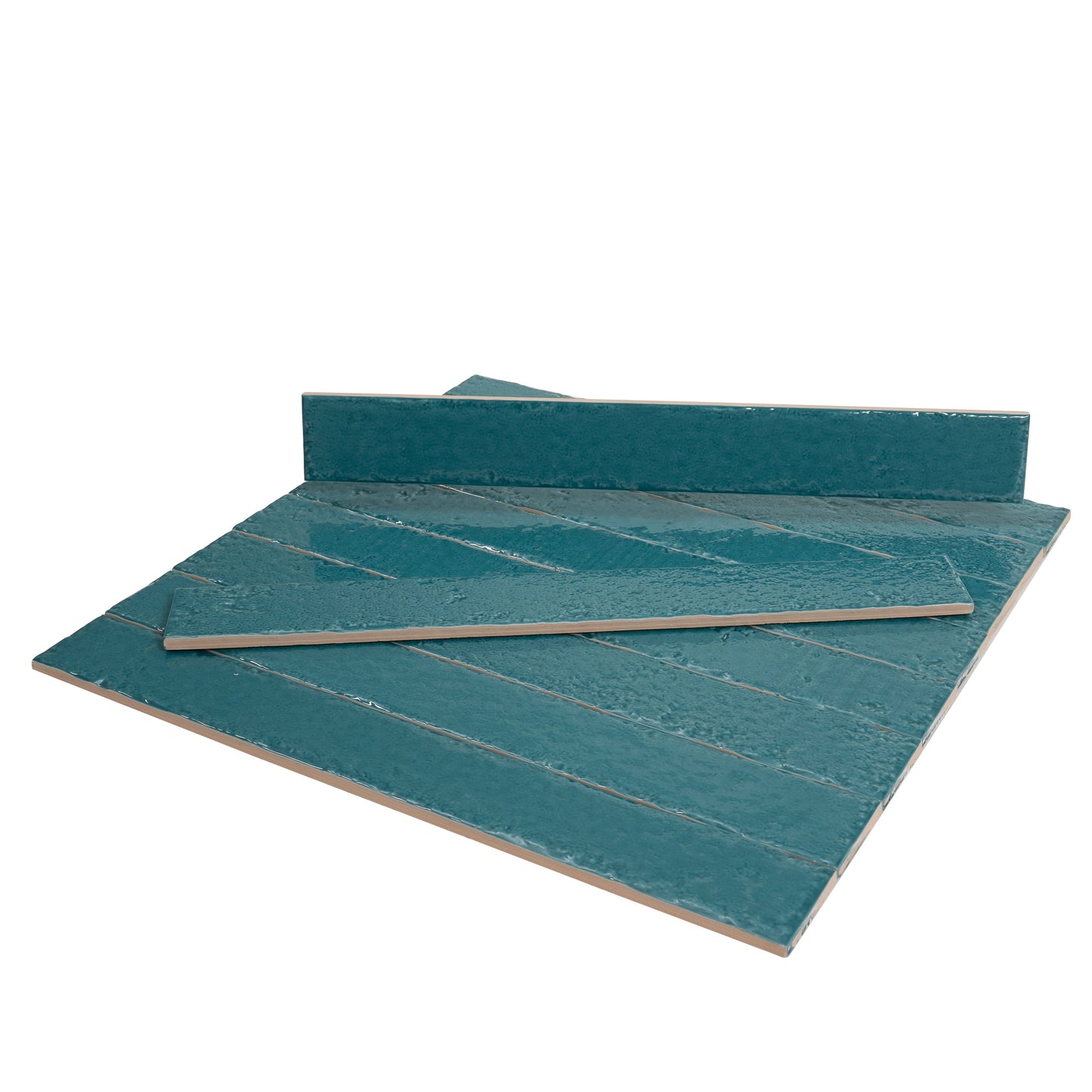 Tropical Teal 2x16 Glossy Ceramic Zellige Subway Tile - Sample