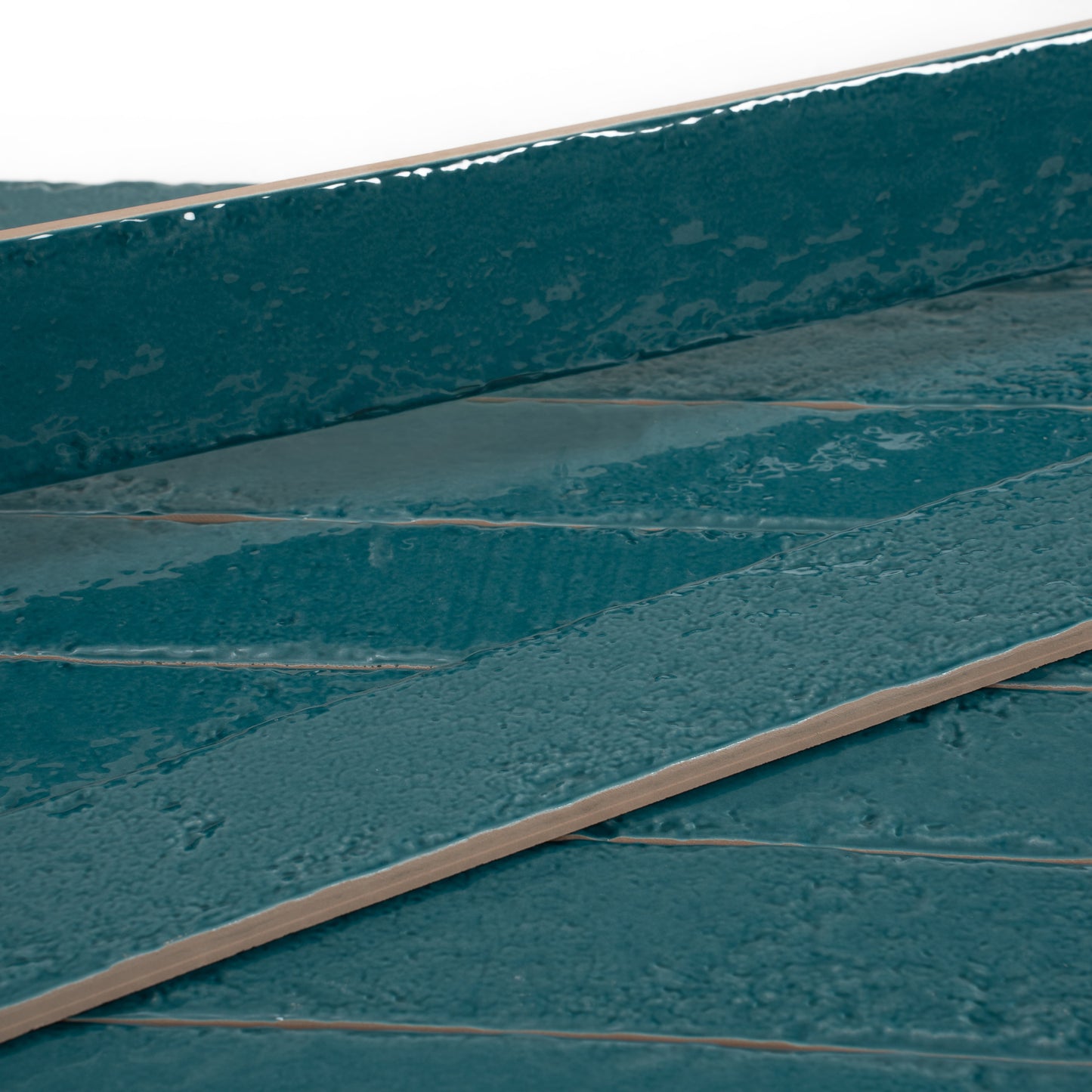 Tropical Teal 2x16 Glossy Ceramic Zellige Subway Tile - Sample