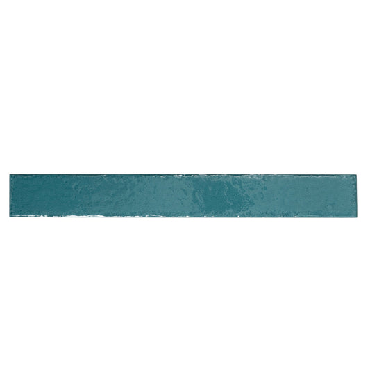 Tropical Teal 2x16 Glossy Ceramic Zellige Subway Tile - Sample