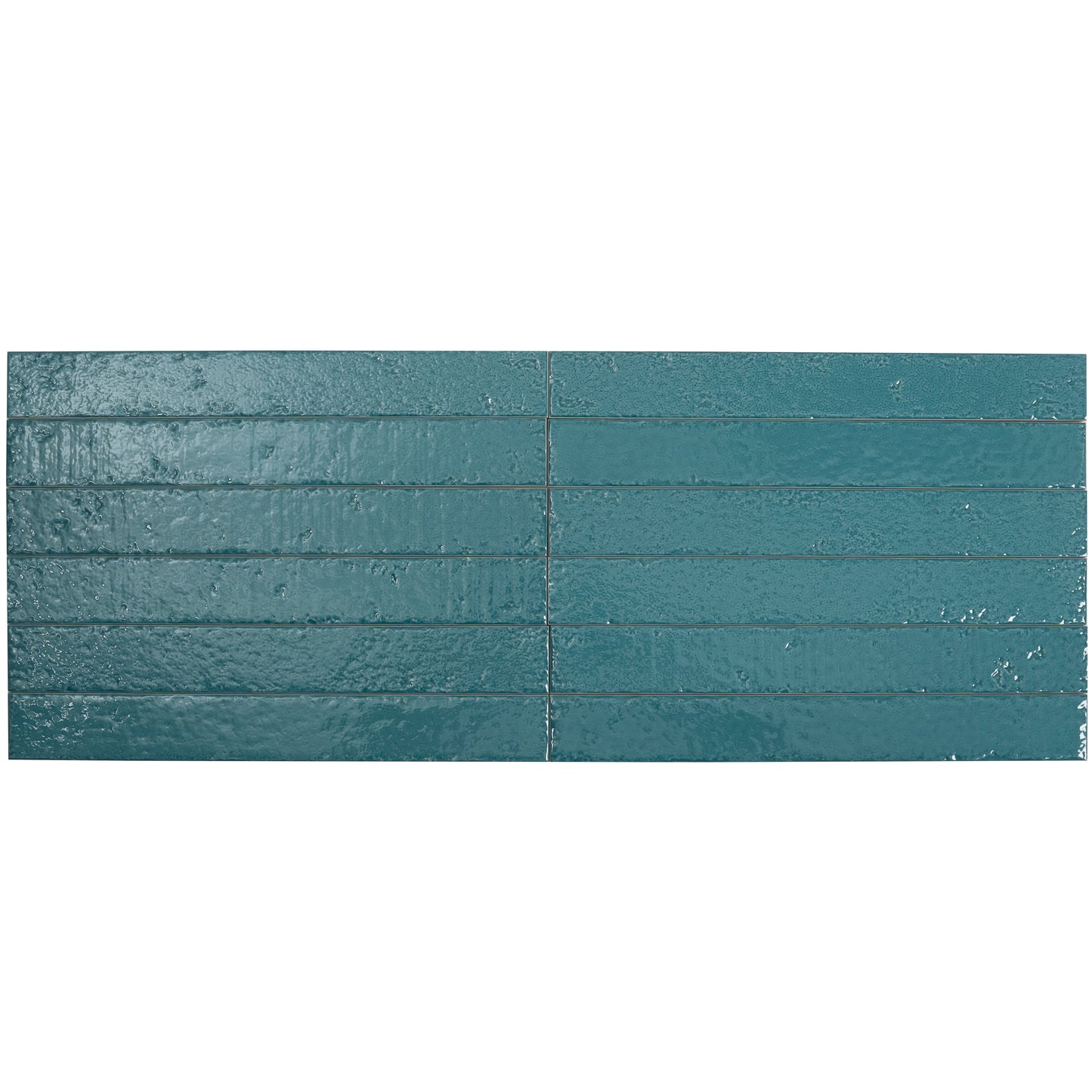 Tropical Teal 2x16 Glossy Ceramic Zellige Subway Tile