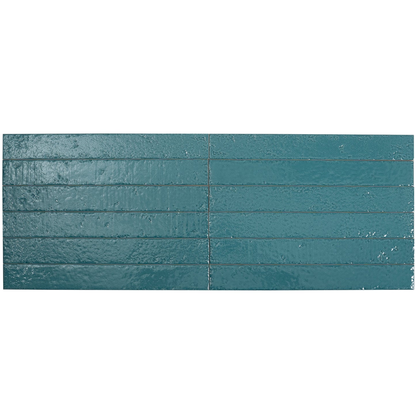 Tropical Teal 2x16 Glossy Ceramic Zellige Subway Tile - Sample