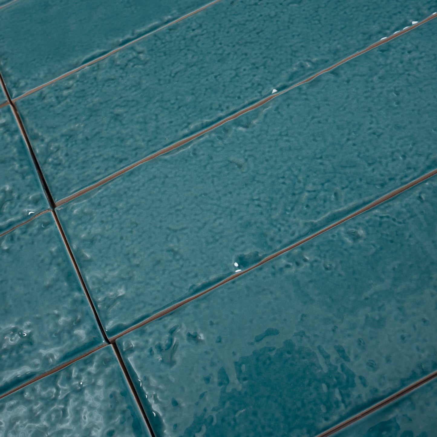 Tropical Teal 2x16 Glossy Ceramic Zellige Subway Tile - Sample