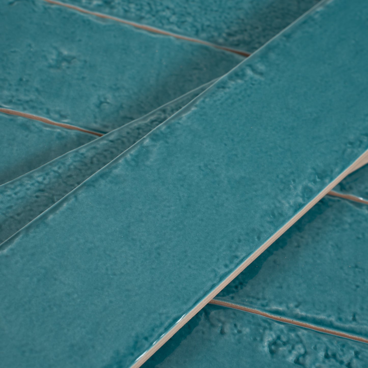 Tropical Teal 2x16 Glossy Ceramic Zellige Subway Tile - Sample