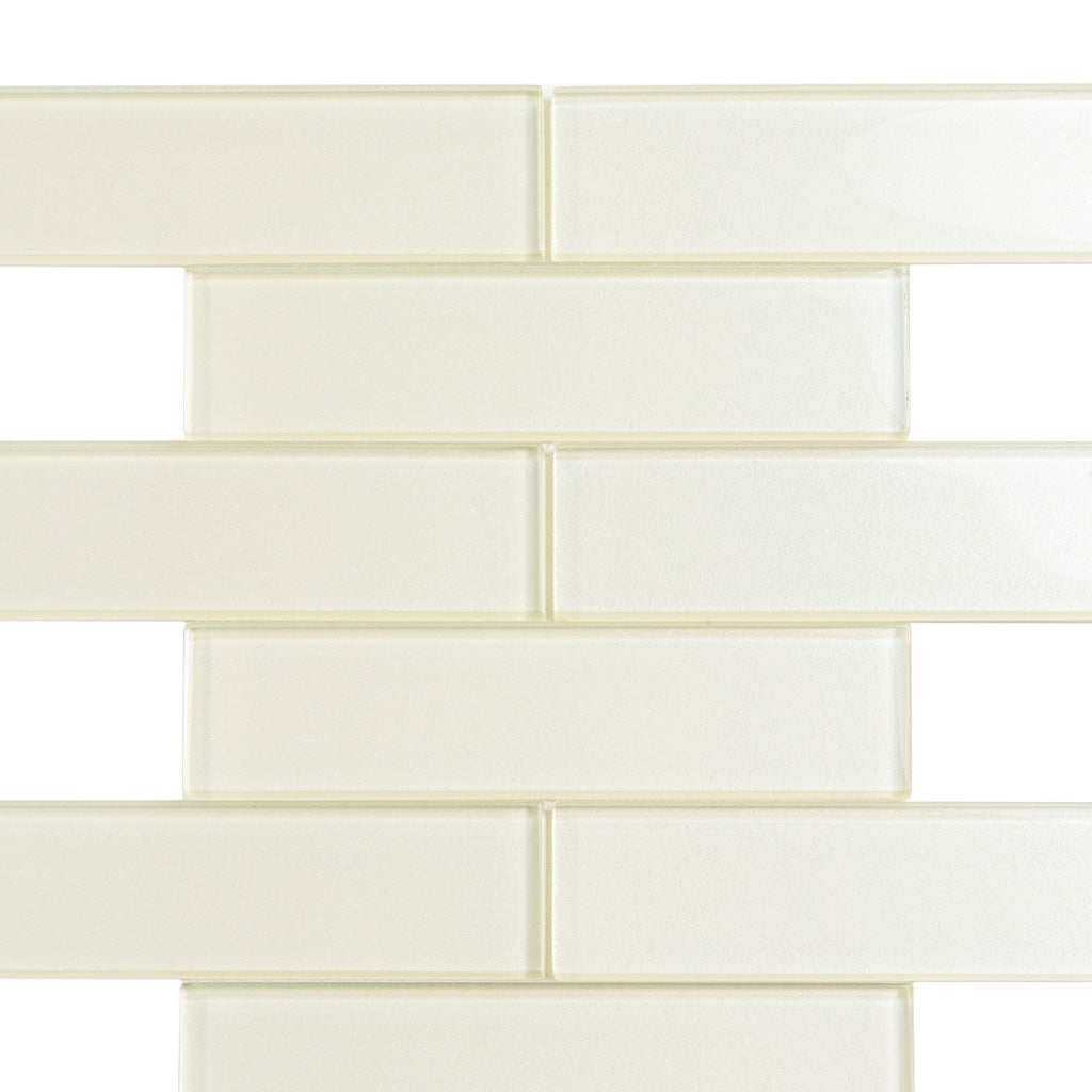 Powder White 12 x 12 Glossy Glass Mosaic Tile