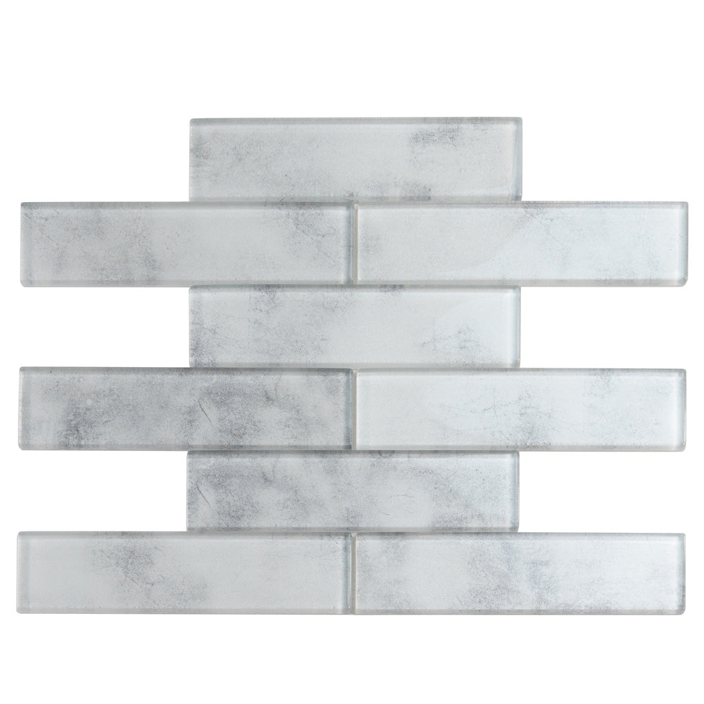 Light Gray 12 x 12 Glossy Glass Mosaic Tile