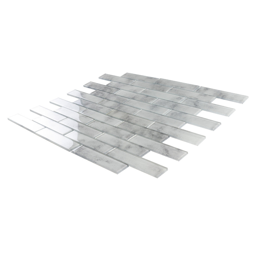 Light Gray 12 x 12 Glossy Glass Mosaic Tile