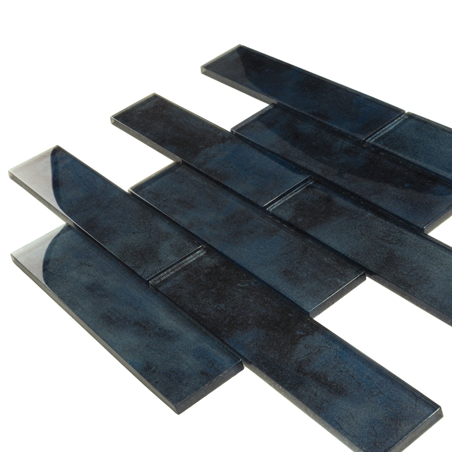 Stone Blue 12x12 Glossy Glass Mosaic Tile Sample