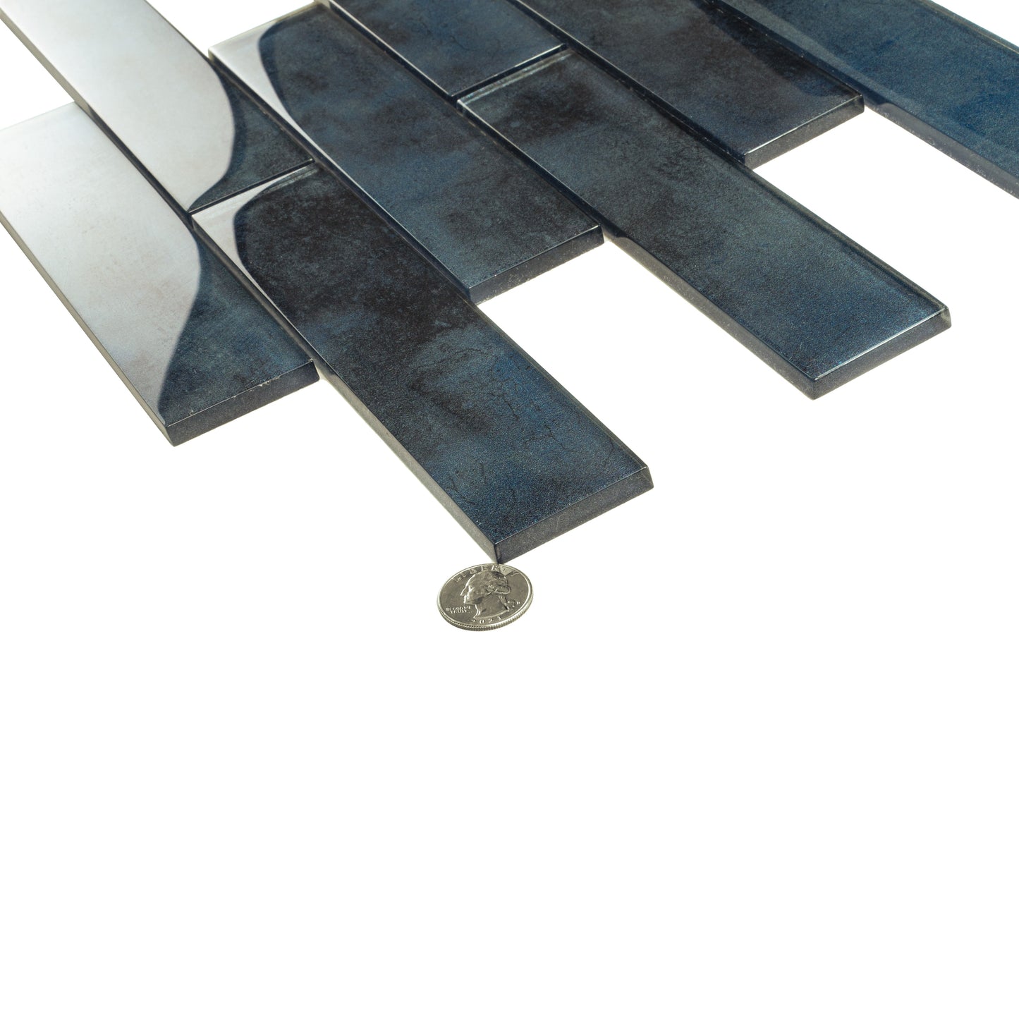 Stone Blue 12x12 Glossy Glass Mosaic Tile Sample