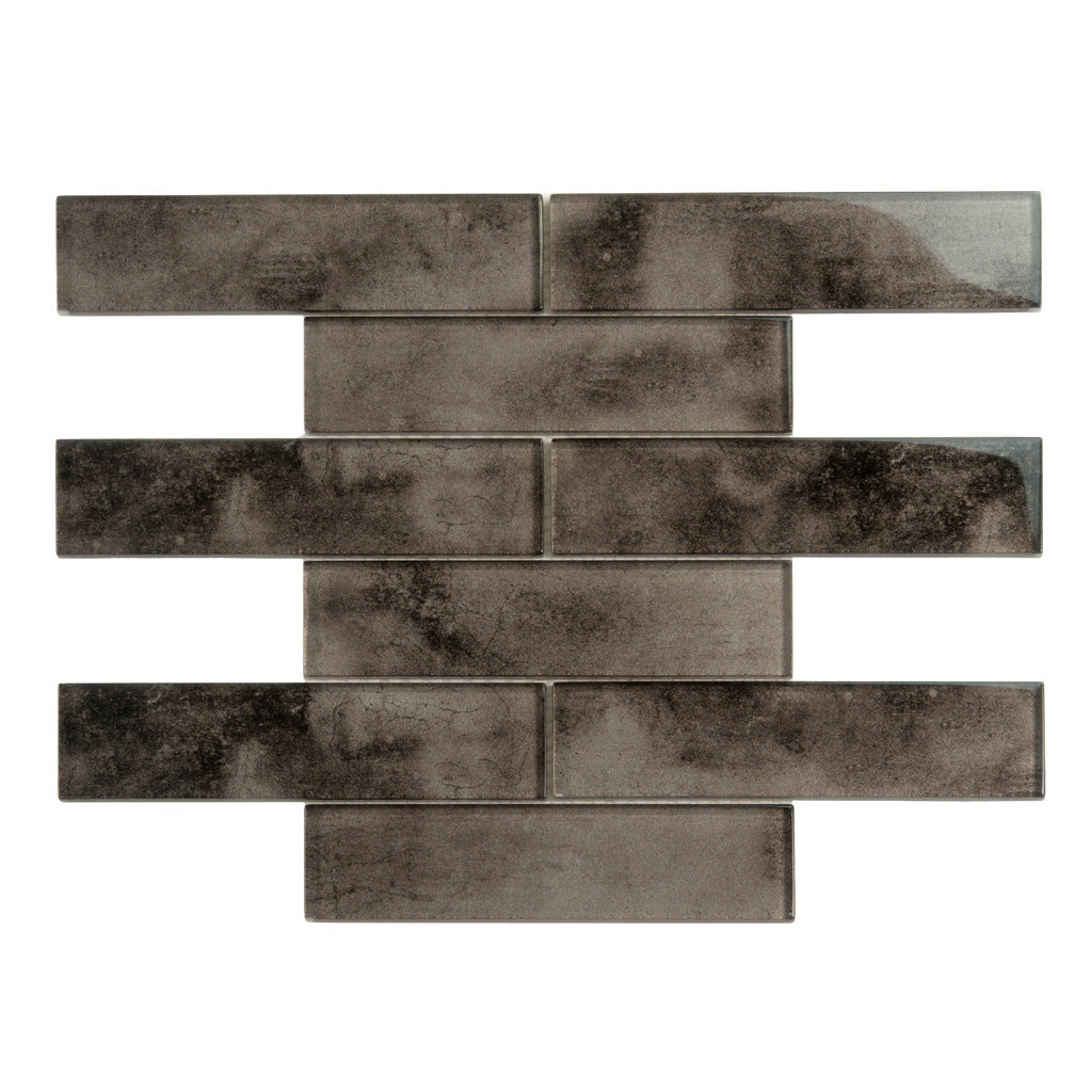 Dark Gray 12 x 12 Glossy Glass Mosaic Tile