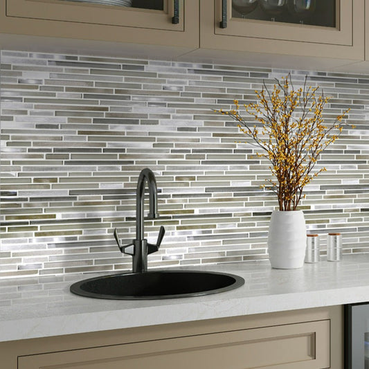 Gray 12 x 12 Glossy, Matte Glass, Metal Mosaic Tile - Sample