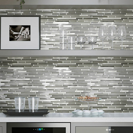 Gray 12 x 12 Glossy, Matte Glass, Metal Mosaic Tile - Sample