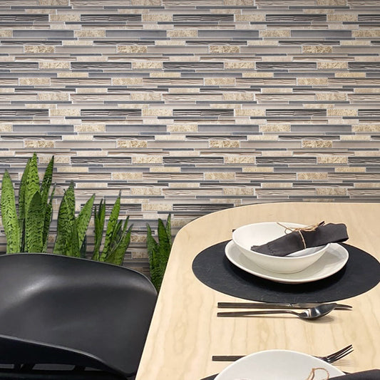 Gray and Beige 12 x 12 Polished, Matte Glass, Stone Mosaic Tile - Sample