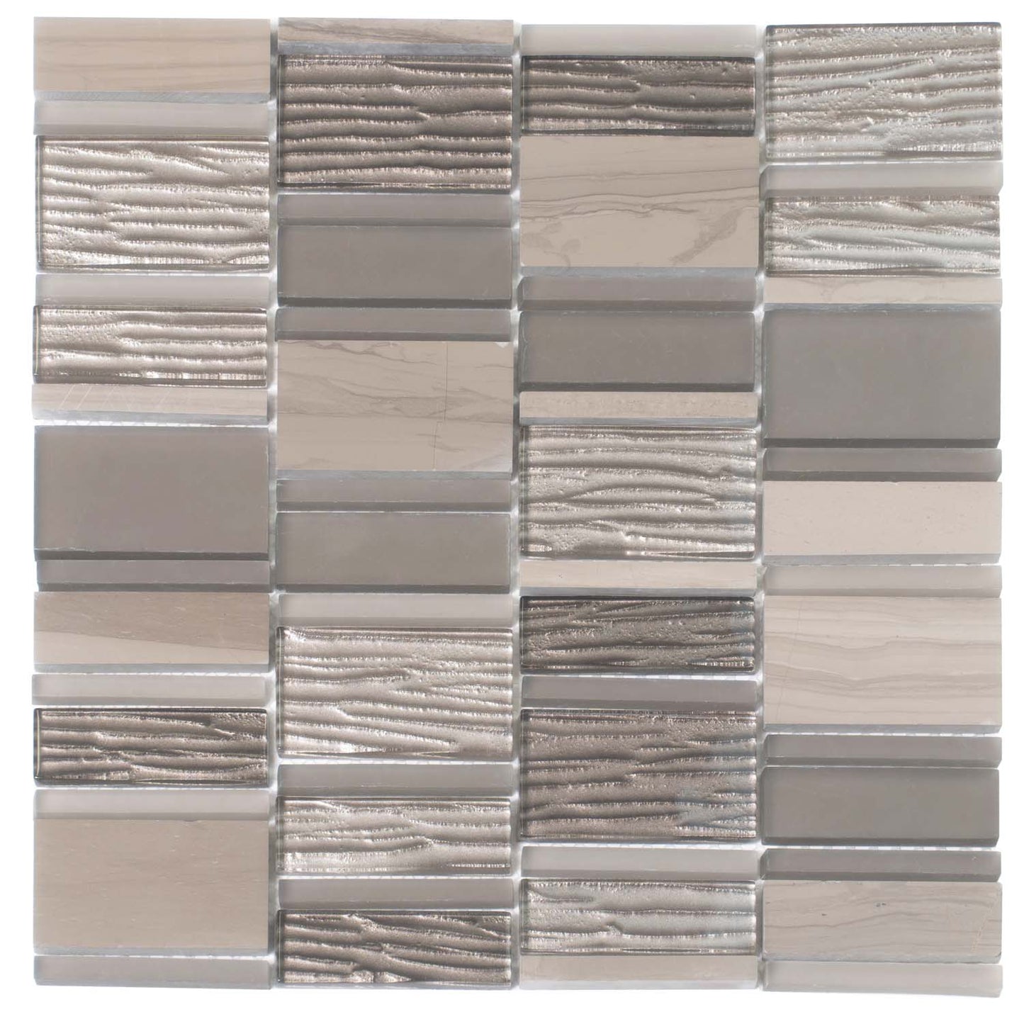 Light Gray 12 x 12 Polished, Matte Glass, Stone Mosaic Tile