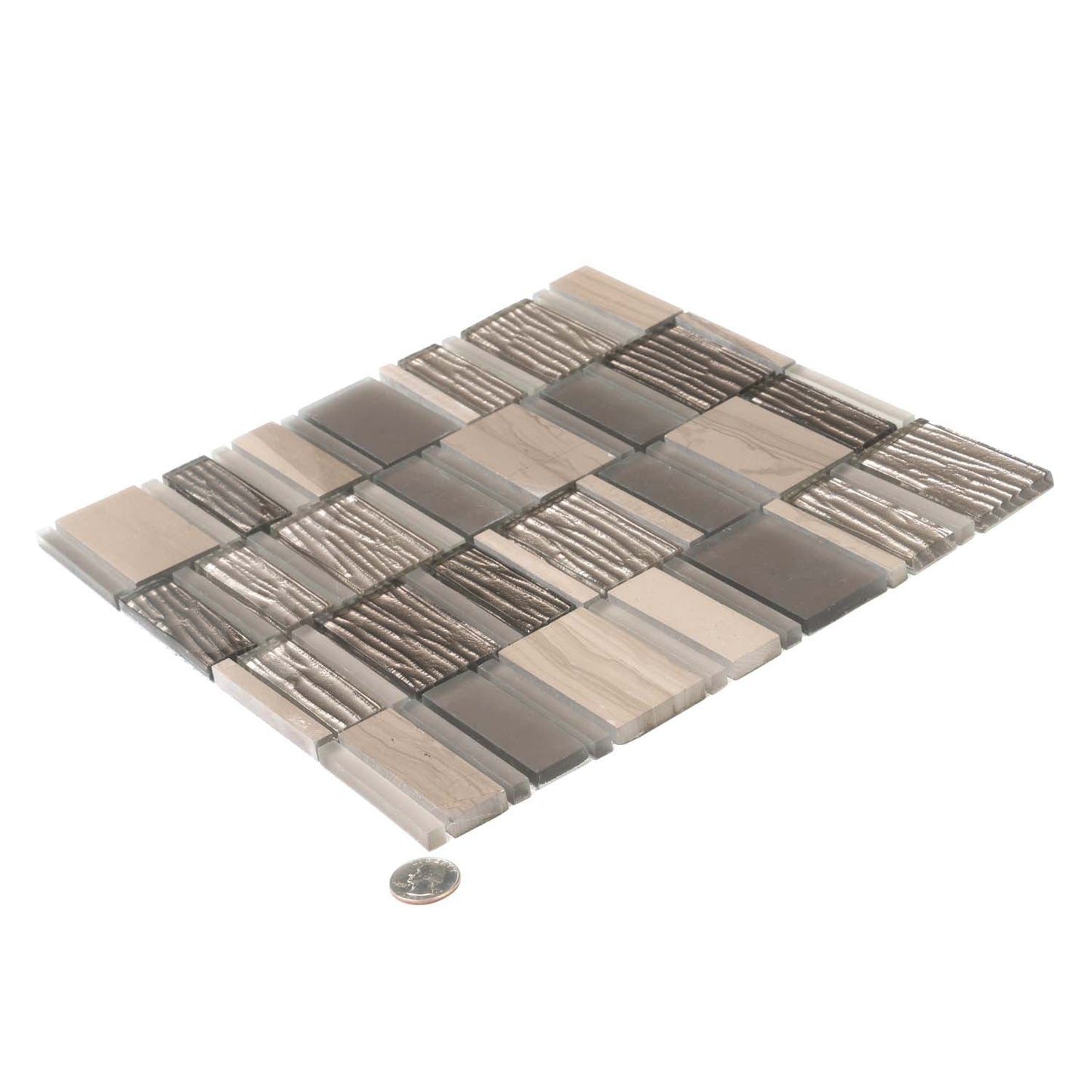 Light Gray 12 x 12 Polished, Matte Glass, Stone Mosaic Tile