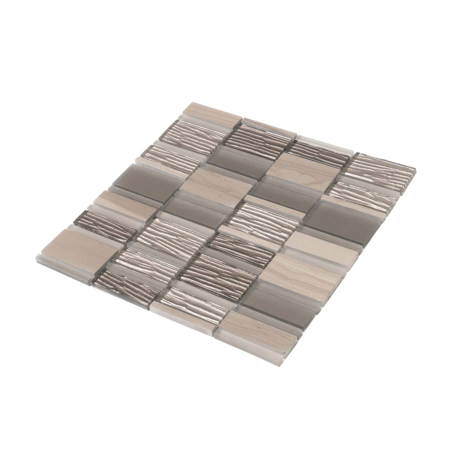 Light Gray 12 x 12 Polished, Matte Glass, Stone Mosaic Tile