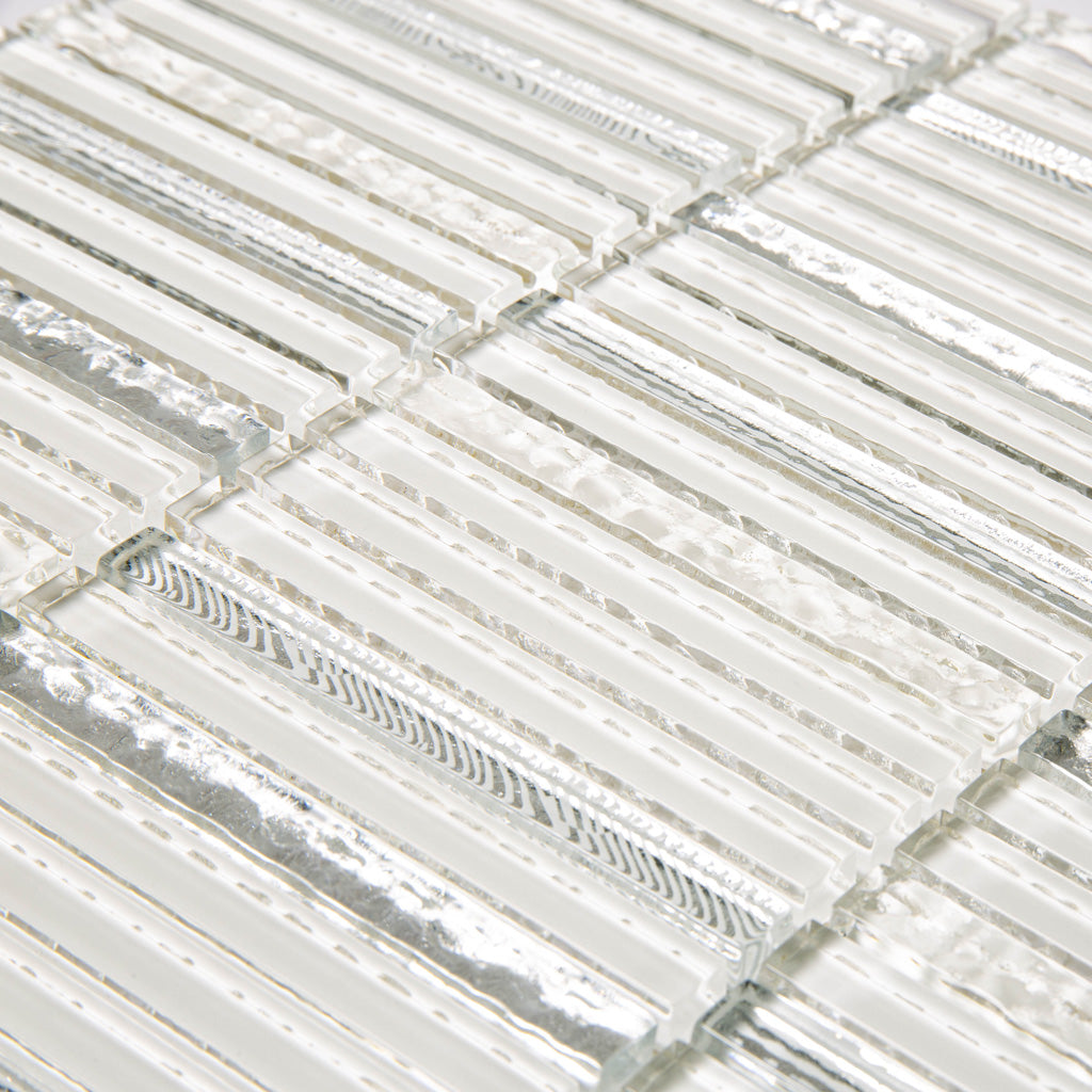 White 12 x 12 Glossy Glass Mosaic Tile