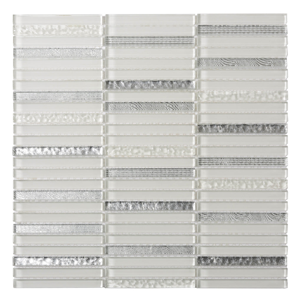 White 12 x 12 Glossy Glass Mosaic Tile